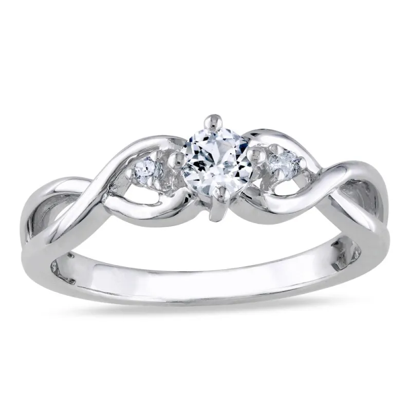 Miadora Sterling Silver Created White Sapphire and Diamond 3-stone Solitaire Infinity Promise Ring (H-I, I2-I3) sold by Zulily