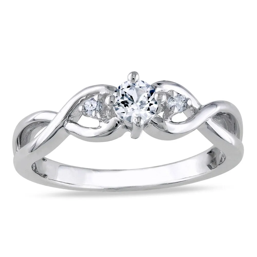Miadora Sterling Silver Created White Sapphire and Diamond 3-stone Solitaire Infinity Promise Ring (H-I, I2-I3) sold by Zulily