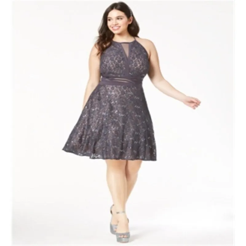 Morgan & Co.Women's Trendy Plus Lace Fit & Flare Dress Navy Size 22W sold by Zulily