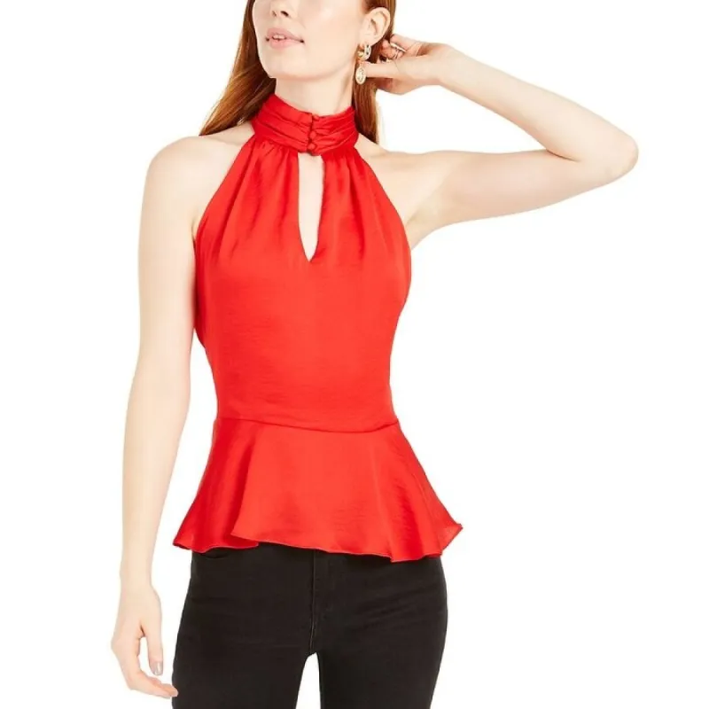 1.STATE Women's Satin Keyhole Halter Top Red Size Medium sold by Zulily