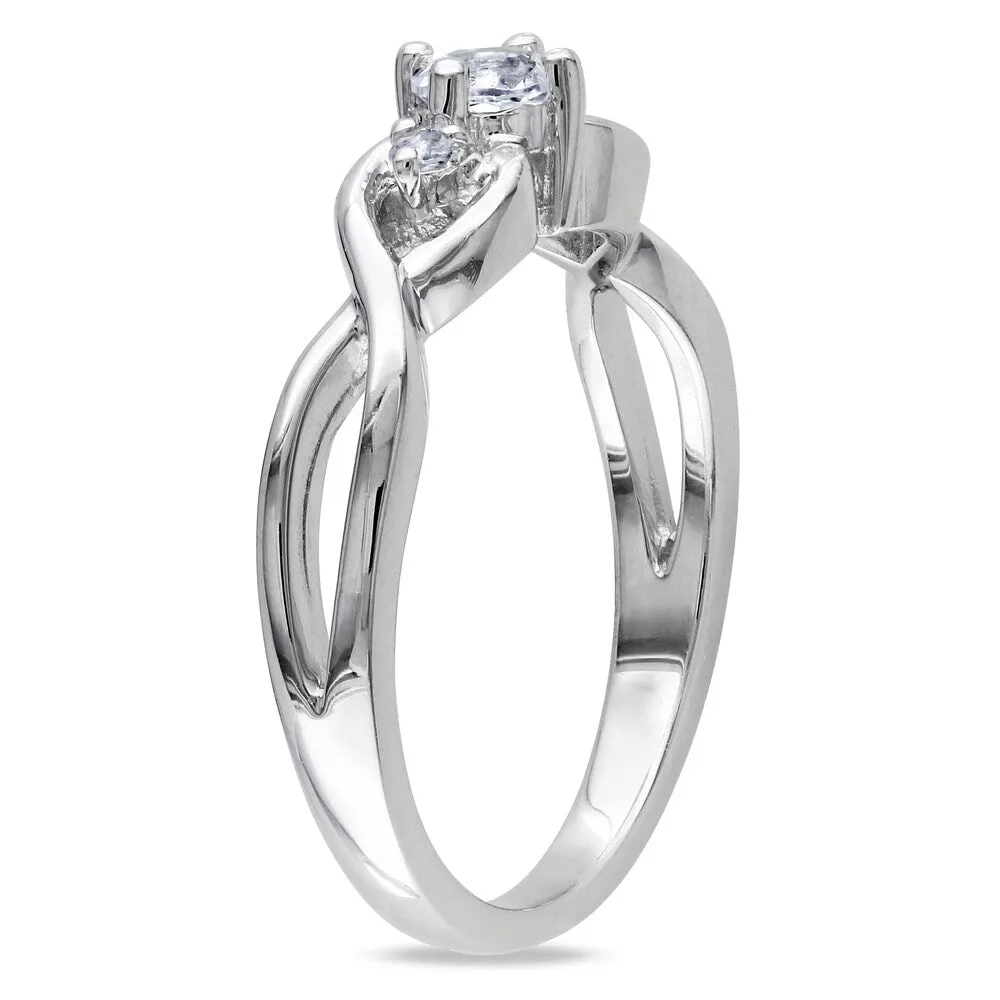 Miadora Sterling Silver Created White Sapphire and Diamond 3-stone Solitaire Infinity Promise Ring (H-I, I2-I3) sold by Zulily product image thumbnail 2