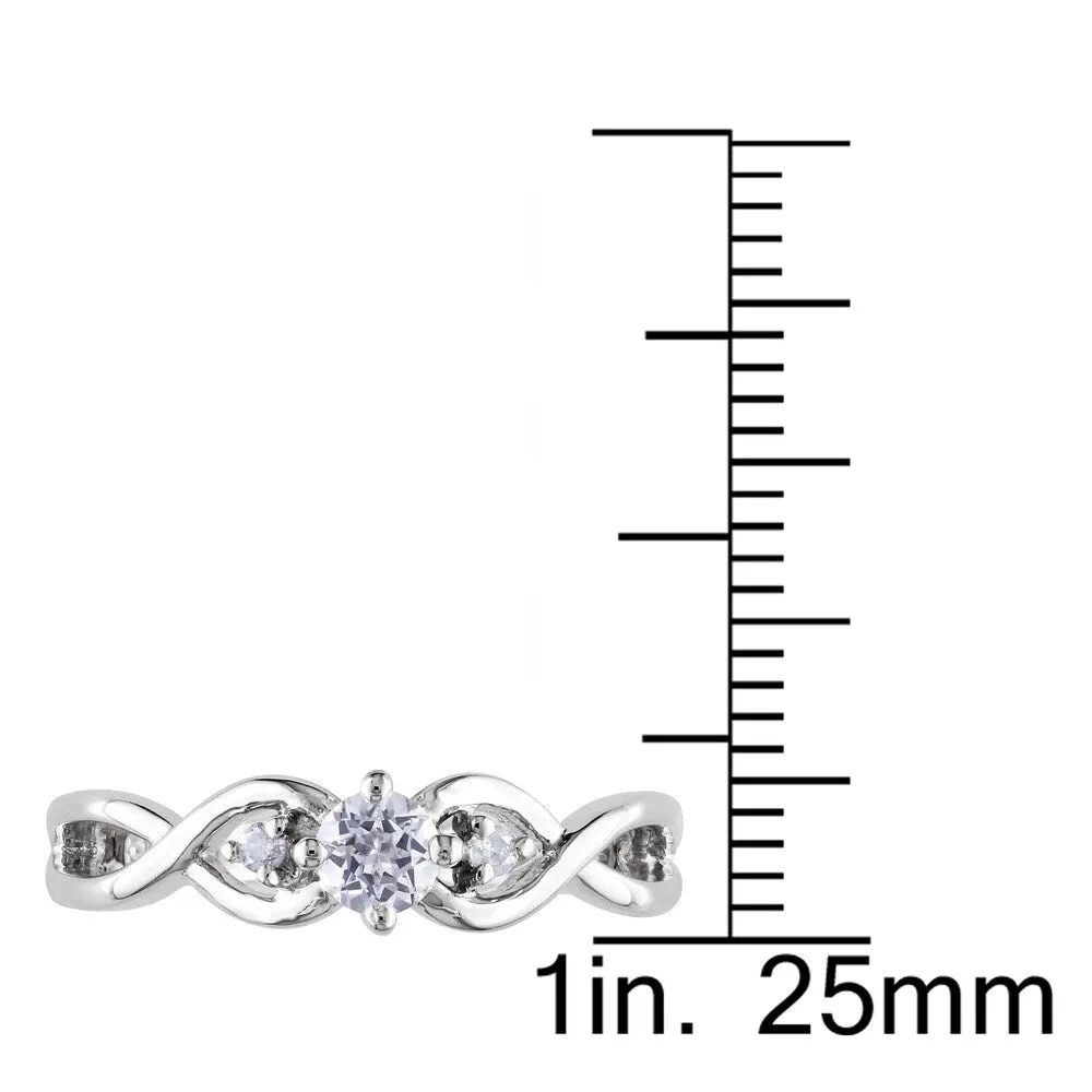 Miadora Sterling Silver Created White Sapphire and Diamond 3-stone Solitaire Infinity Promise Ring (H-I, I2-I3) sold by Zulily product image thumbnail 3