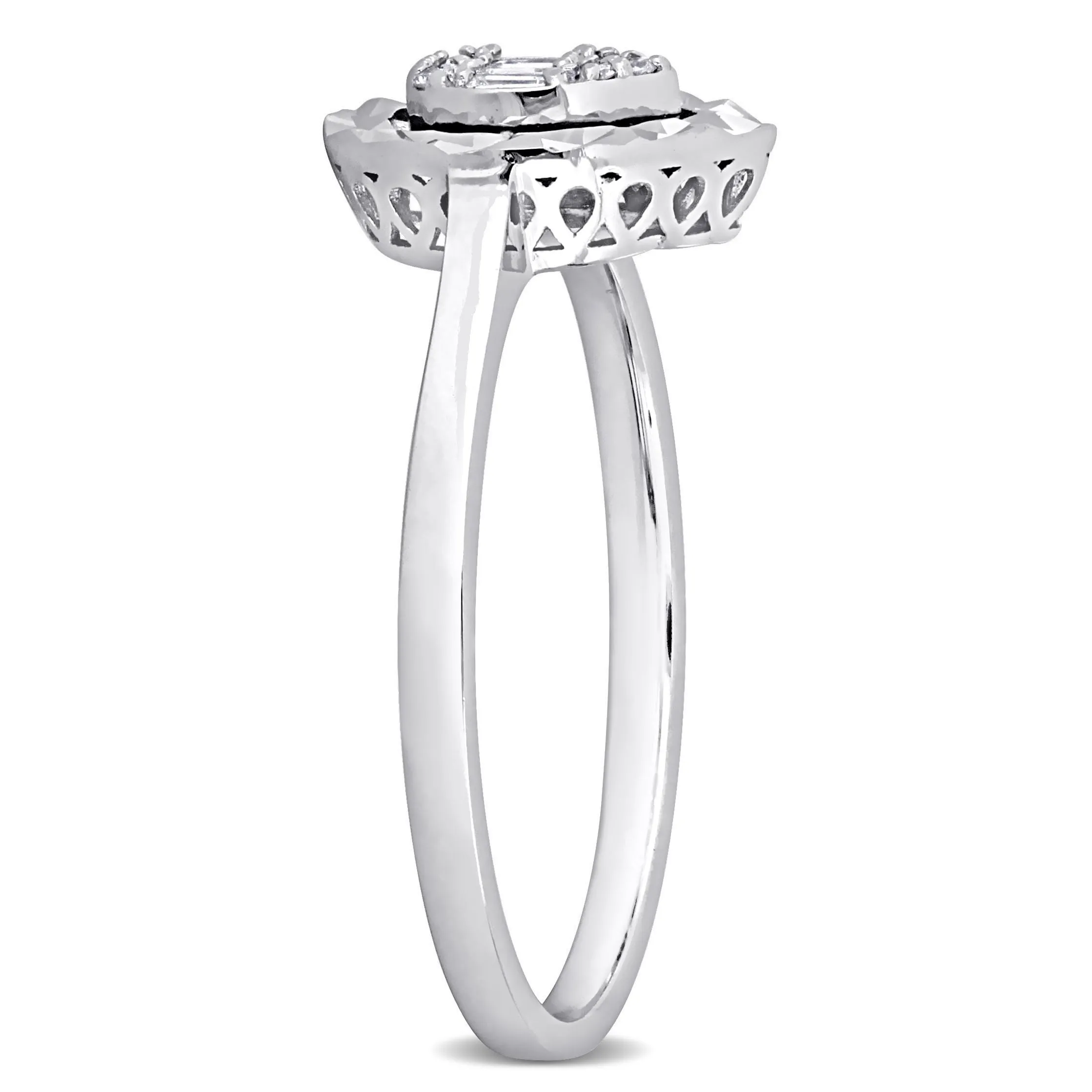 Miadora Parallel Baguette-Cut and Round-Cut Circle Diamond Accent Ring in 14k White Gold sold by Zulily product image thumbnail 2
