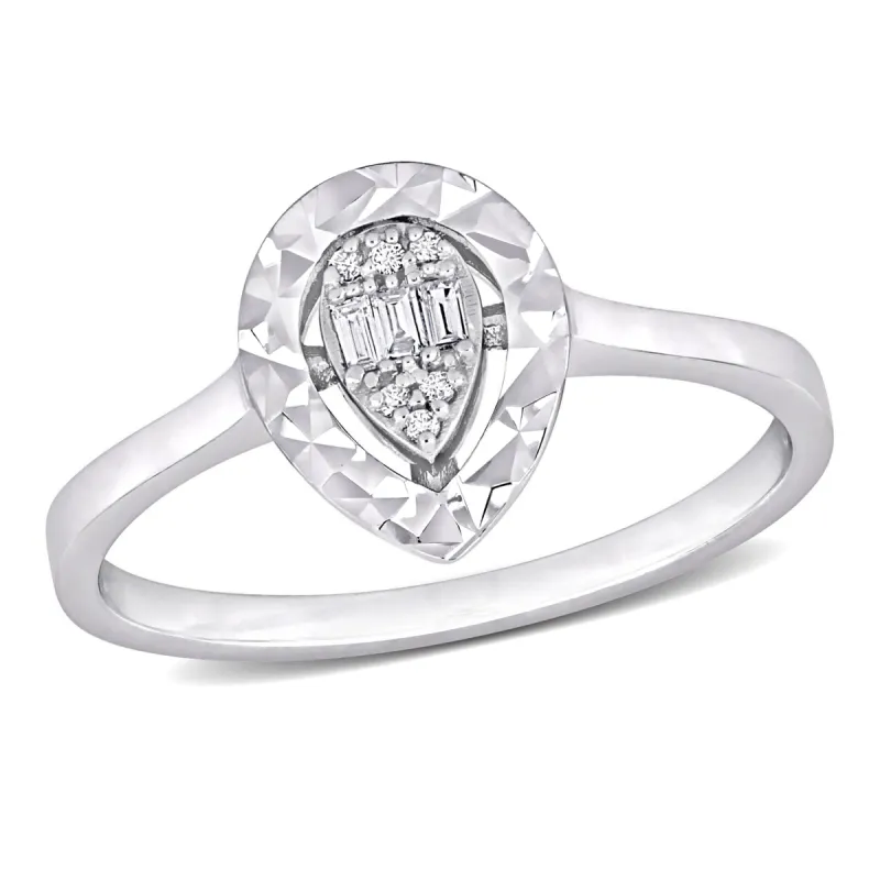 Miadora Parallel Baguette-Cut and Round-Cut Circle Diamond Accent Ring in 14k White Gold sold by Zulily