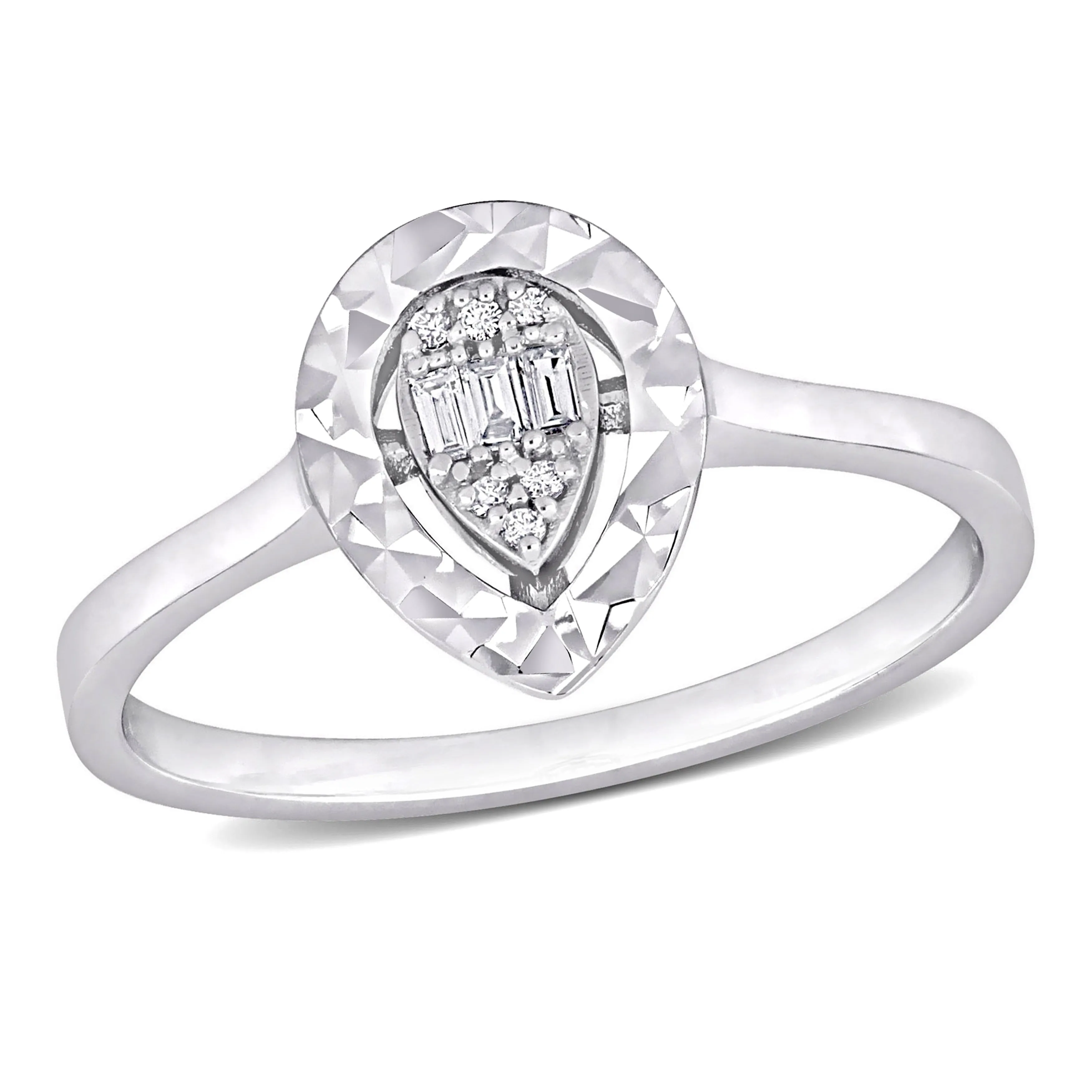 Miadora Parallel Baguette-Cut and Round-Cut Circle Diamond Accent Ring in 14k White Gold sold by Zulily