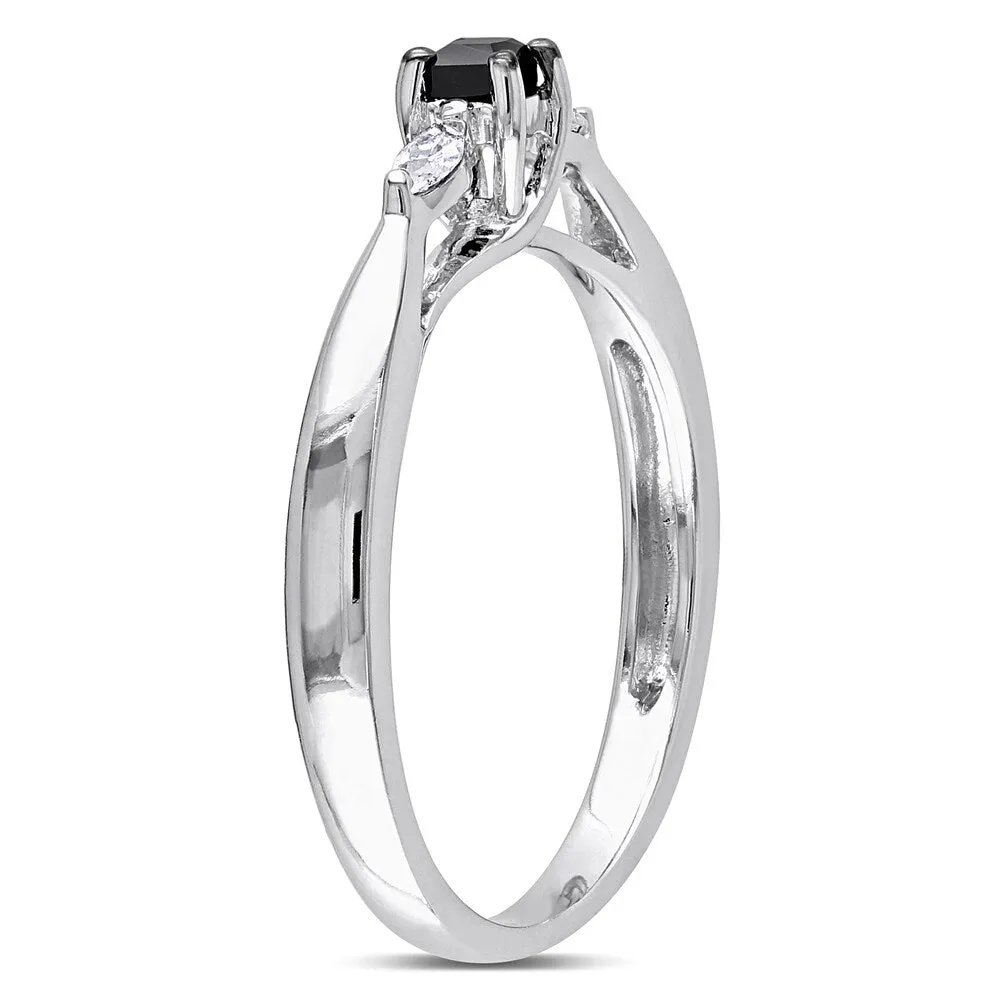 Miadora 10k White Gold 1/4ct TDW Black and White Diamond 3-stone Ring sold by Zulily product image thumbnail 2