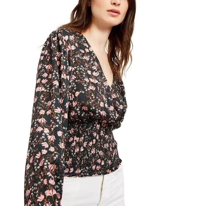 Leyden Women's Smocked Surplice Blouse White Size Small sold by Zulily product image thumbnail 3