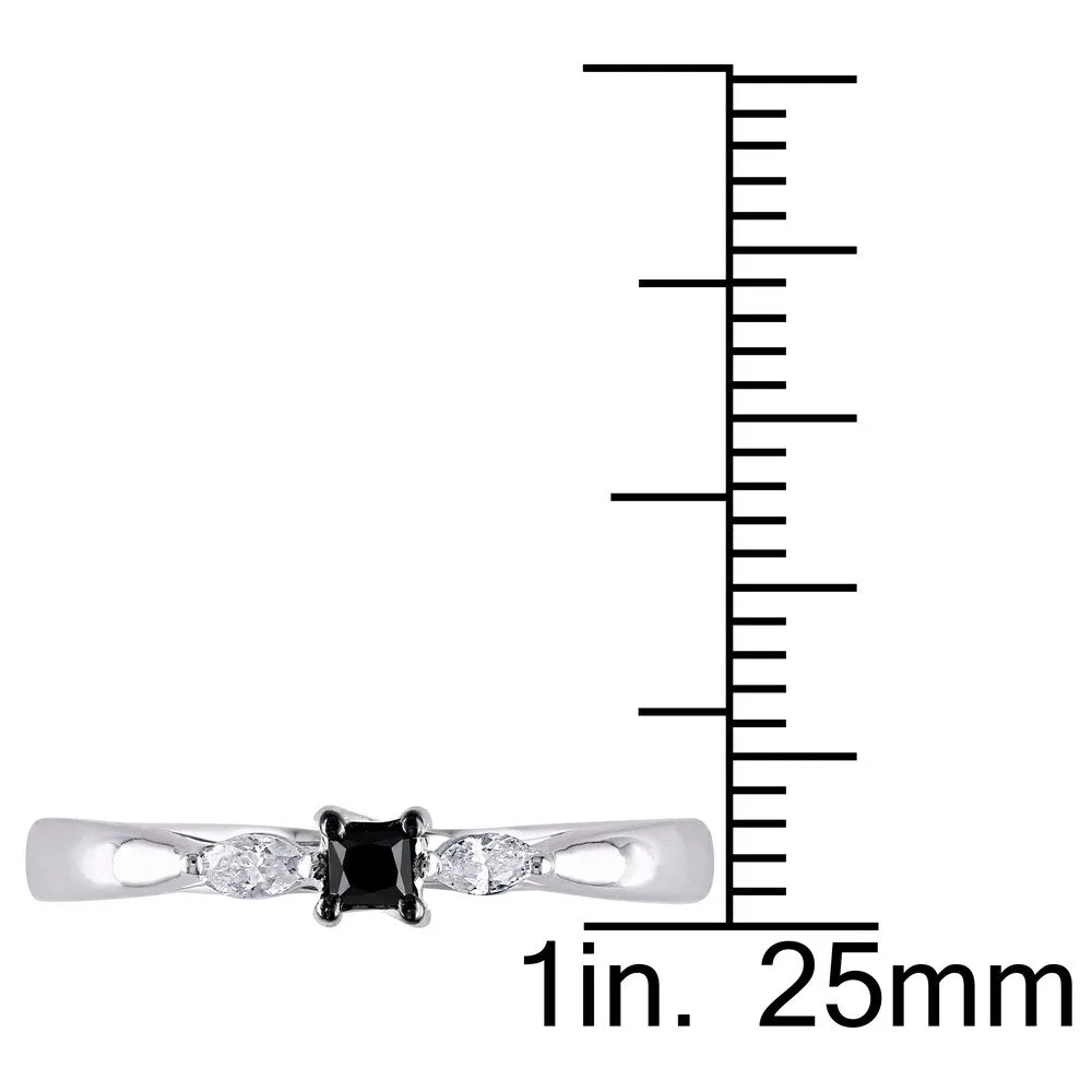 Miadora 10k White Gold 1/4ct TDW Black and White Diamond 3-stone Ring sold by Zulily product image thumbnail 3
