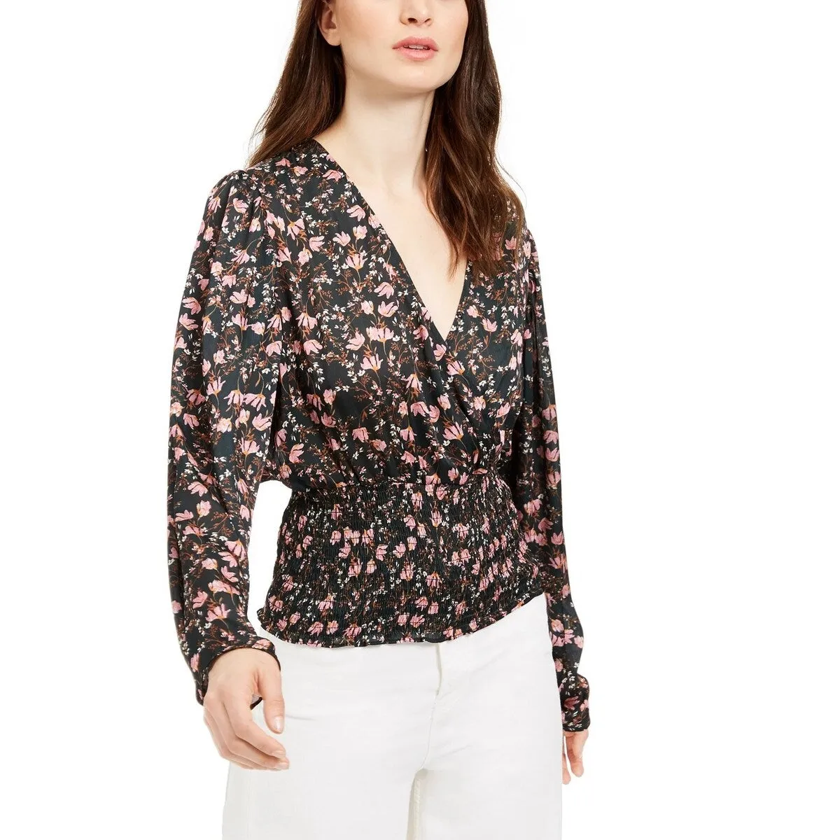 Leyden Women's Smocked Surplice Blouse White Size Small sold by Zulily