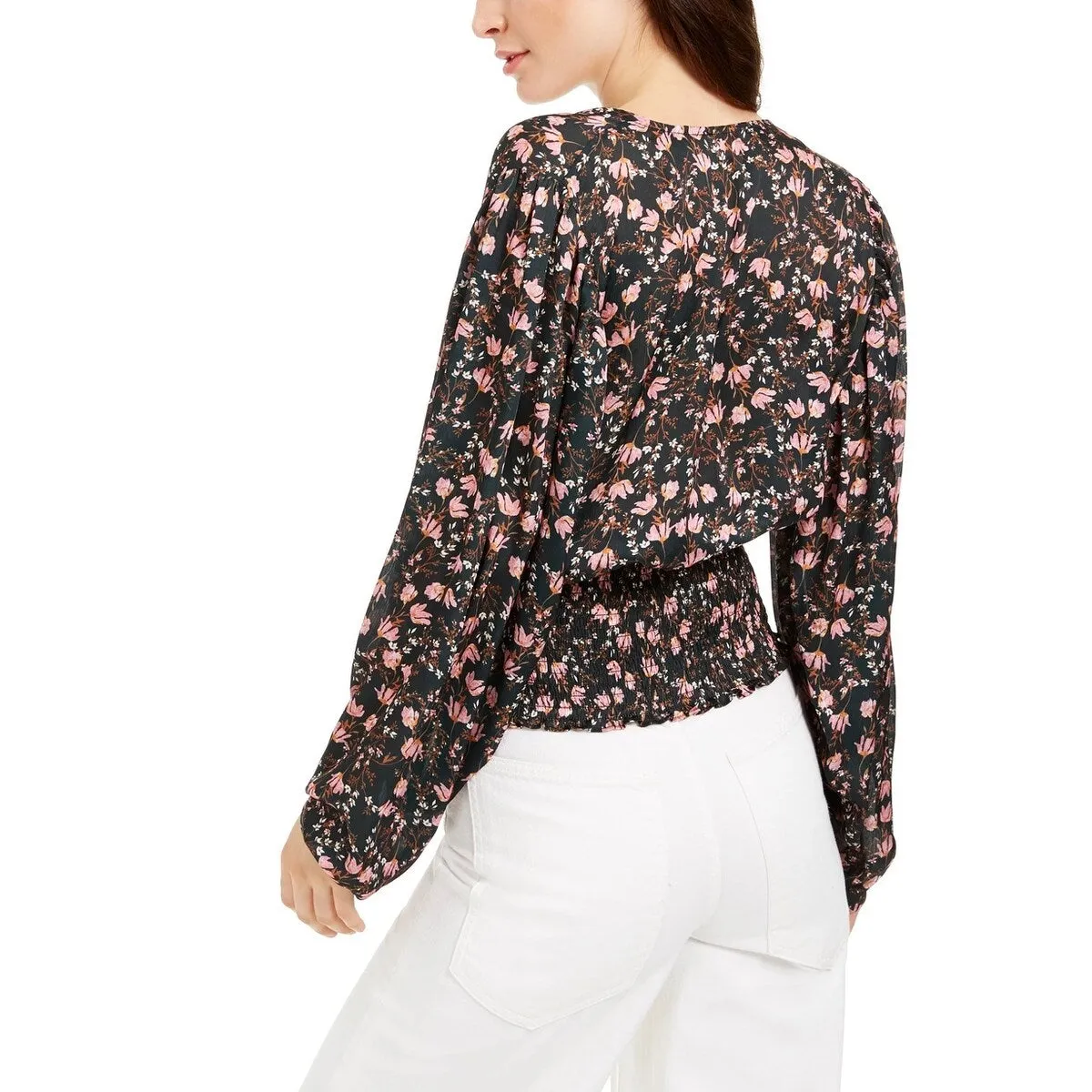 Leyden Women's Smocked Surplice Blouse White Size Small sold by Zulily product image thumbnail 2