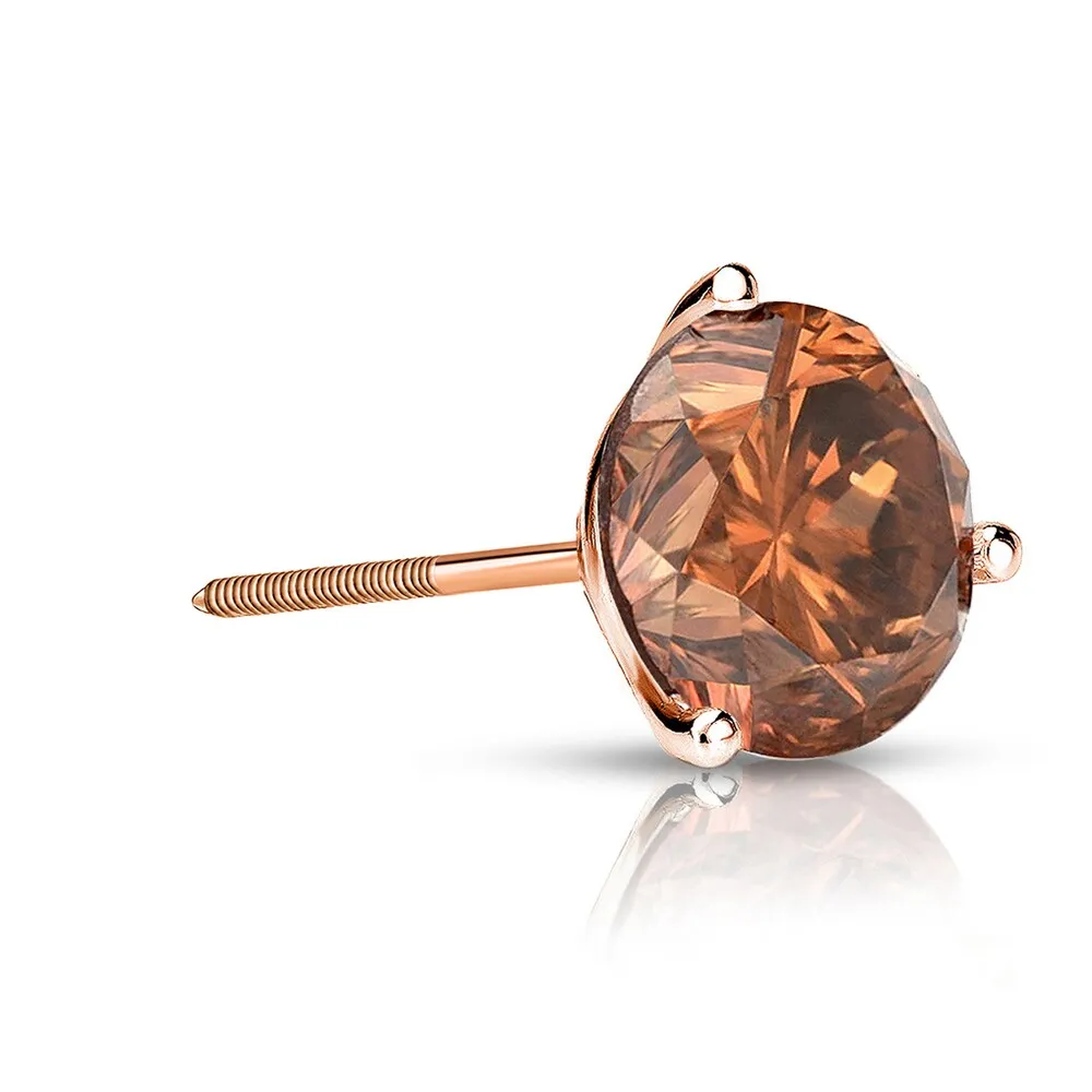 Auriya 14k Gold 1ct TDW Round SINGLE (1) Brown Diamond Stud Earring sold by Zulily product image thumbnail 3