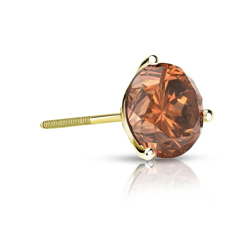 Auriya 14k Gold 1ct TDW Round SINGLE (1) Brown Diamond Stud Earring sold by Zulily