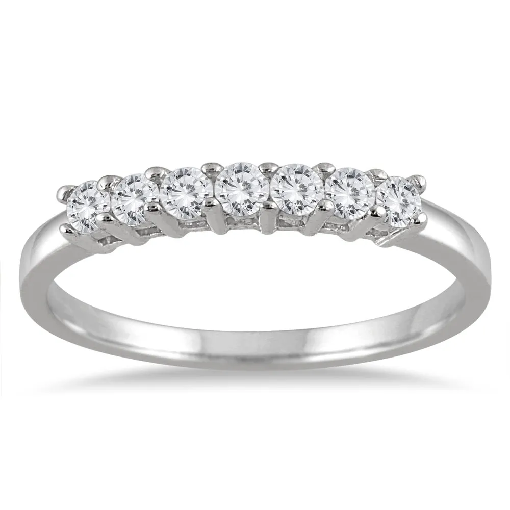1/4 Carat TW Seven Stone Diamond Wedding Band in 10K White Gold sold by Zulily