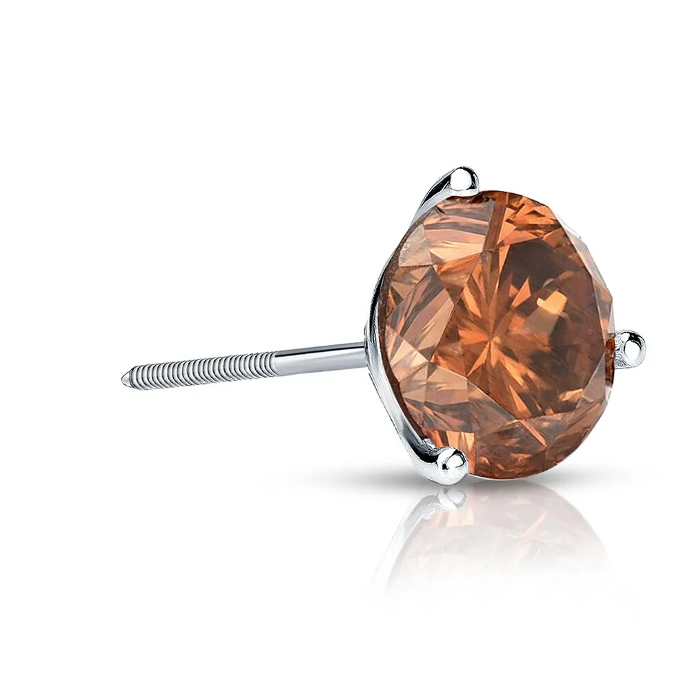 Auriya 14k Gold 1ct TDW Round SINGLE (1) Brown Diamond Stud Earring sold by Zulily product image thumbnail 2