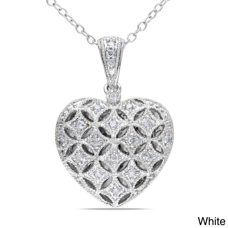 Miadora Silver 1/6ct TDW Diamond Heart Locket Necklace sold by Zulily