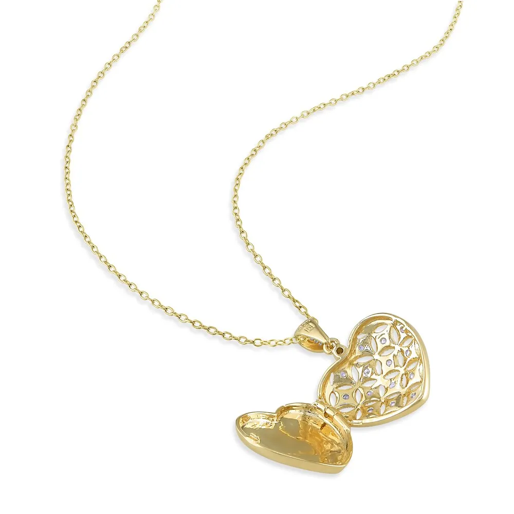 Miadora Silver 1/6ct TDW Diamond Heart Locket Necklace sold by Zulily product image thumbnail 5