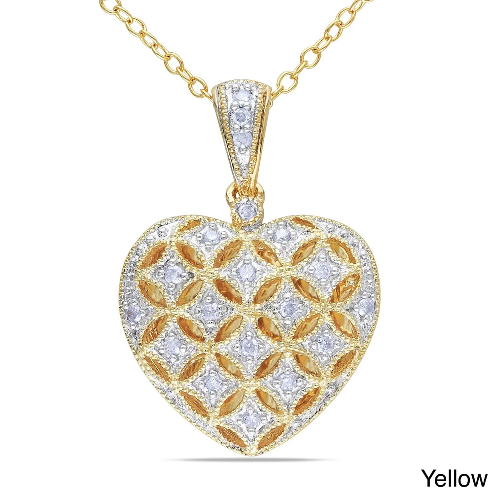 Miadora Silver 1/6ct TDW Diamond Heart Locket Necklace sold by Zulily product image thumbnail 2