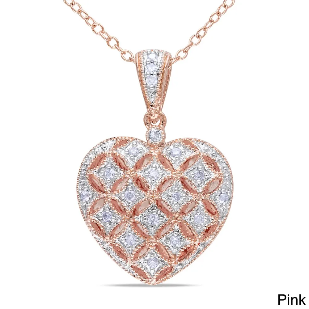 Miadora Silver 1/6ct TDW Diamond Heart Locket Necklace sold by Zulily product image thumbnail 3