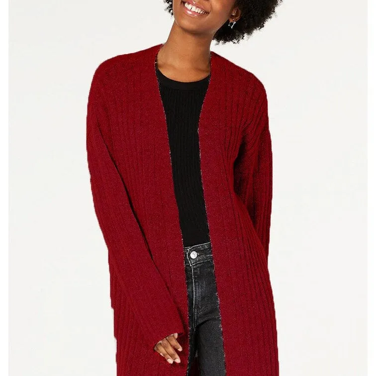Hooked Up By Iot Juniors' Cozy Rib-Knit Cardigan Red Size Small sold by Zulily product image thumbnail 2