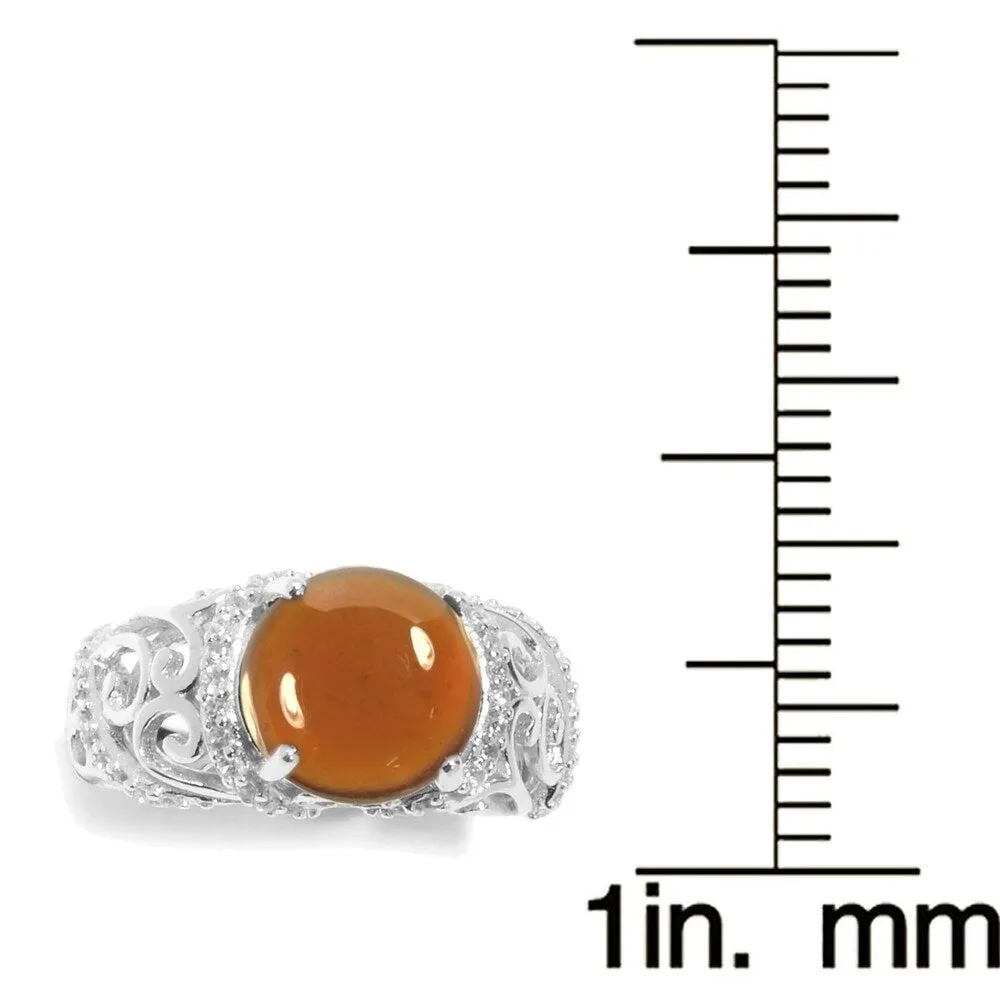Sterling Silver Hessonite Garnet and White Zircon Scrollwork Ring sold by Zulily product image thumbnail 3