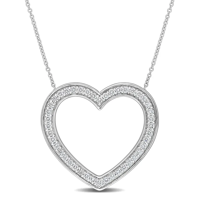 Miadora 10k White Gold 5/8ct TDW Diamond Open Heart Necklace sold by Zulily