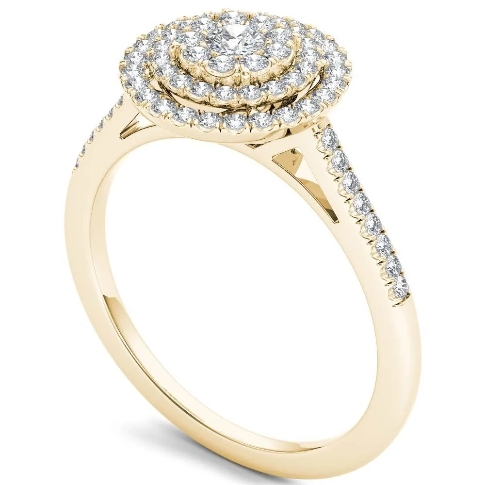 De Couer 14k Yellow Gold 1/3ct TDW Diamond Double Frame Engagement Ring sold by Zulily product image thumbnail 2