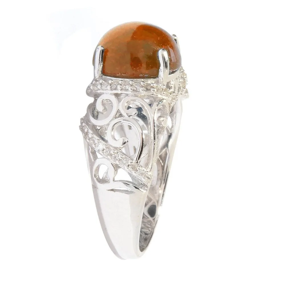 Sterling Silver Hessonite Garnet and White Zircon Scrollwork Ring sold by Zulily product image thumbnail 2
