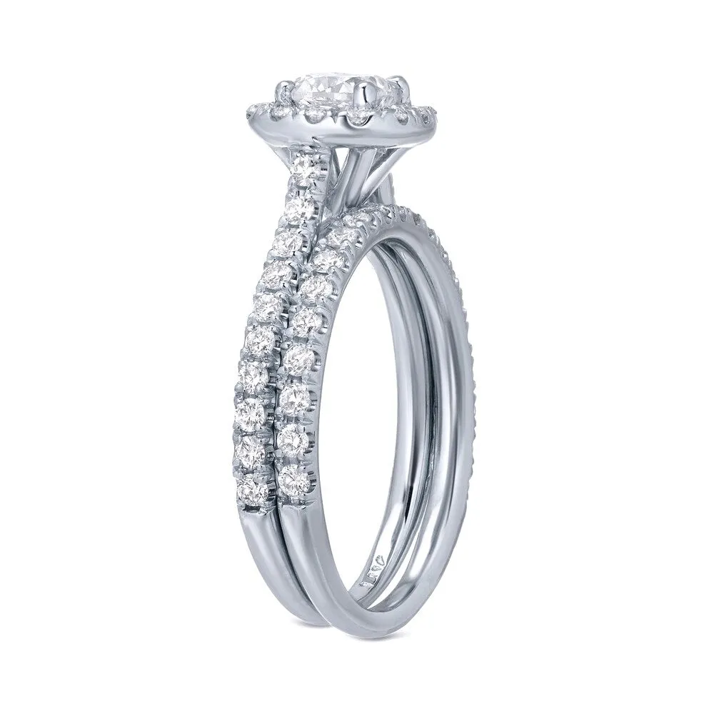 Auriya Platinum 1 carat TW Cushion-cut Halo Diamond Engagement Ring Set sold by Zulily product image thumbnail 5