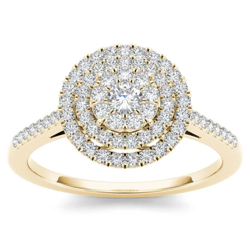 De Couer 14k Yellow Gold 1/3ct TDW Diamond Double Frame Engagement Ring sold by Zulily