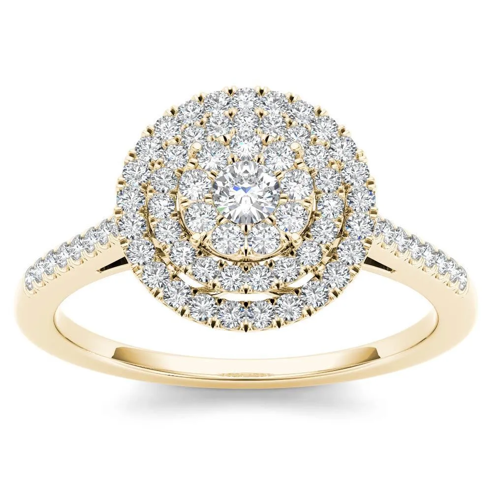 De Couer 14k Yellow Gold 1/3ct TDW Diamond Double Frame Engagement Ring sold by Zulily