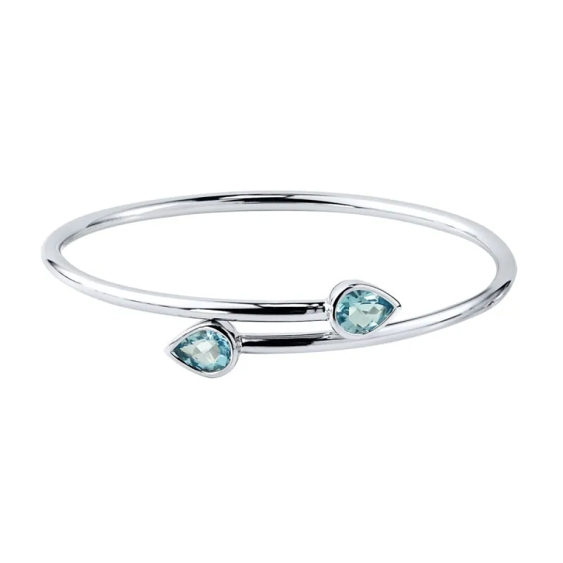 Auriya 2 1/2ct Pear-cut Sky Blue Topaz Bypass Bangle Bracelet Gold over Silver sold by Zulily