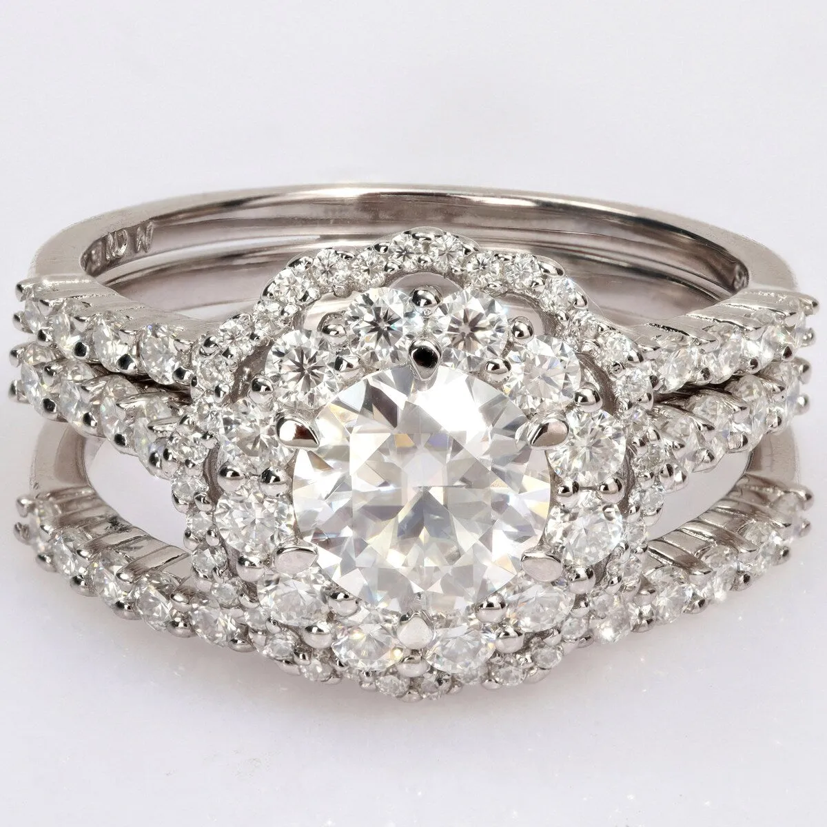 Miadora 2ct DEW Moissanite Double Halo Floral Bridal Ring Set in Sterling Silver sold by Zulily product image thumbnail 2