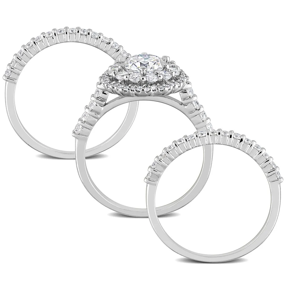 Miadora 2ct DEW Moissanite Double Halo Floral Bridal Ring Set in Sterling Silver sold by Zulily product image thumbnail 5