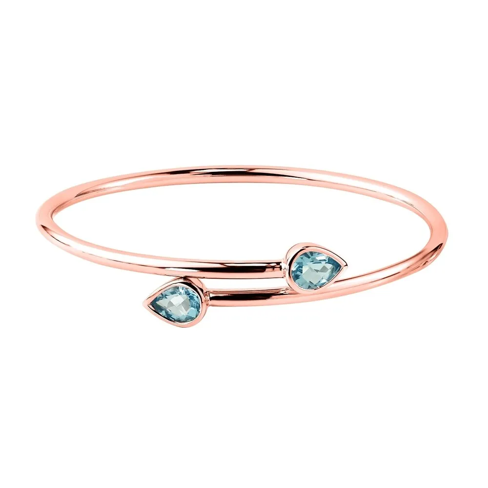 Auriya 2 1/2ct Pear-cut Sky Blue Topaz Bypass Bangle Bracelet Gold over Silver sold by Zulily product image thumbnail 3