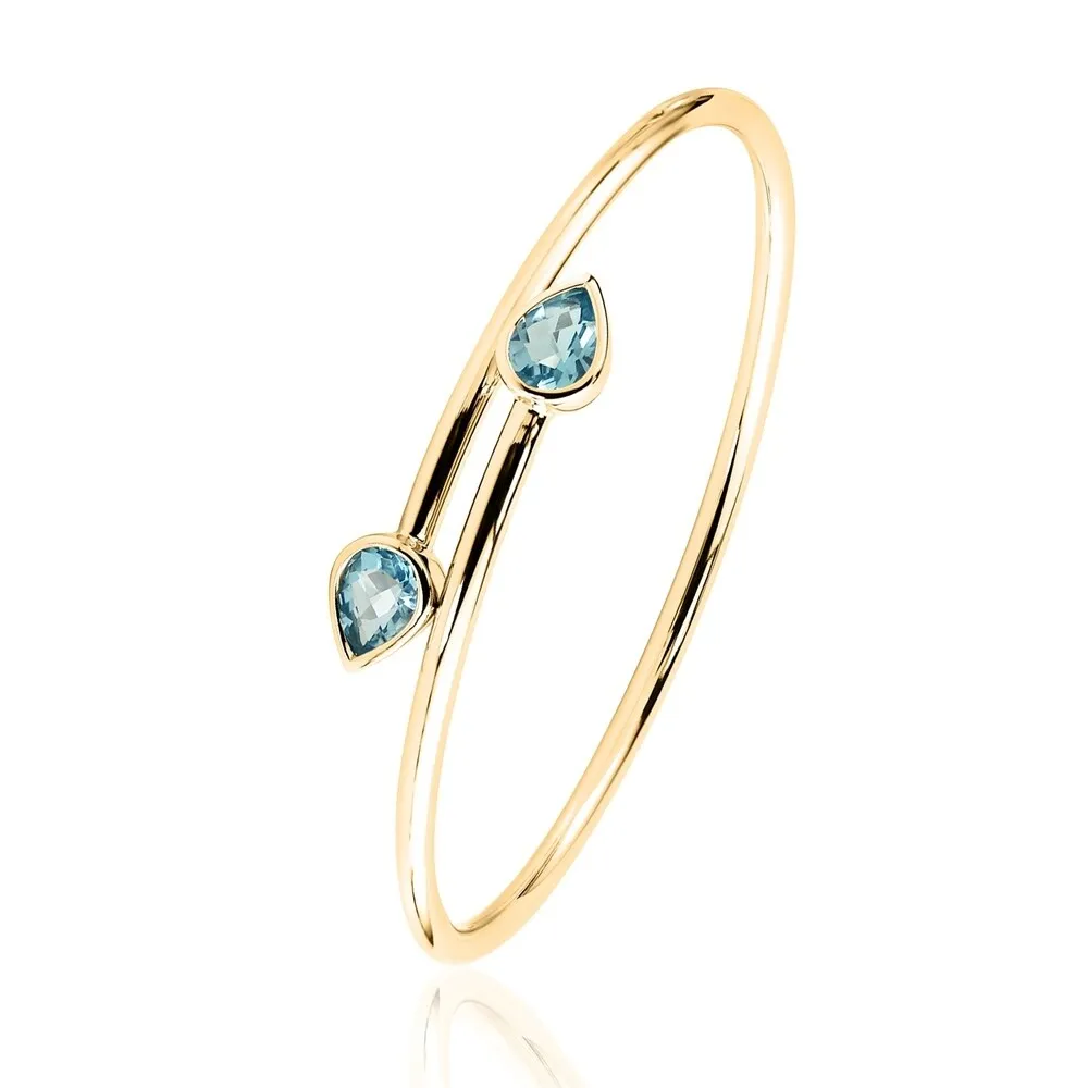 Auriya 2 1/2ct Pear-cut Sky Blue Topaz Bypass Bangle Bracelet Gold over Silver sold by Zulily product image thumbnail 5