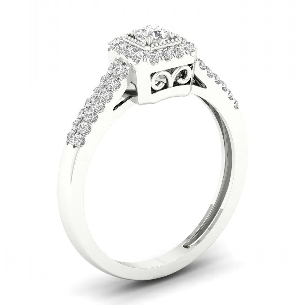 De Couer 10k Gold 1/3ct TDW Diamond Halo Engagement Ring sold by Zulily product image thumbnail 2