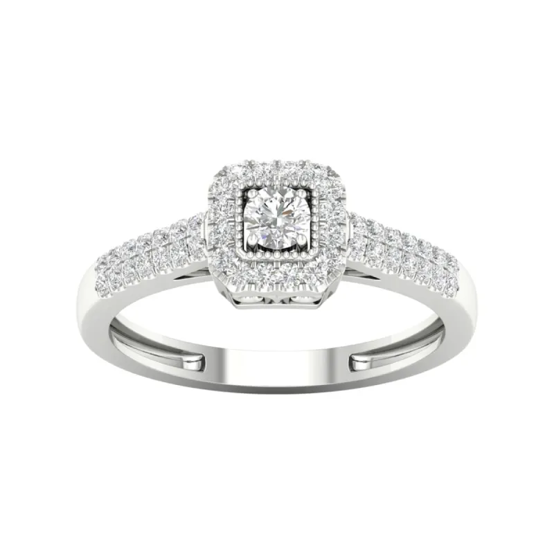 De Couer 10k Gold 1/3ct TDW Diamond Halo Engagement Ring sold by Zulily
