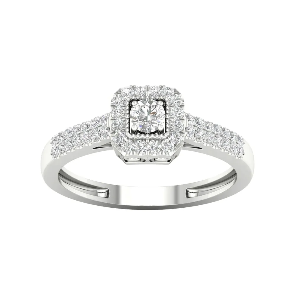 De Couer 10k Gold 1/3ct TDW Diamond Halo Engagement Ring sold by Zulily