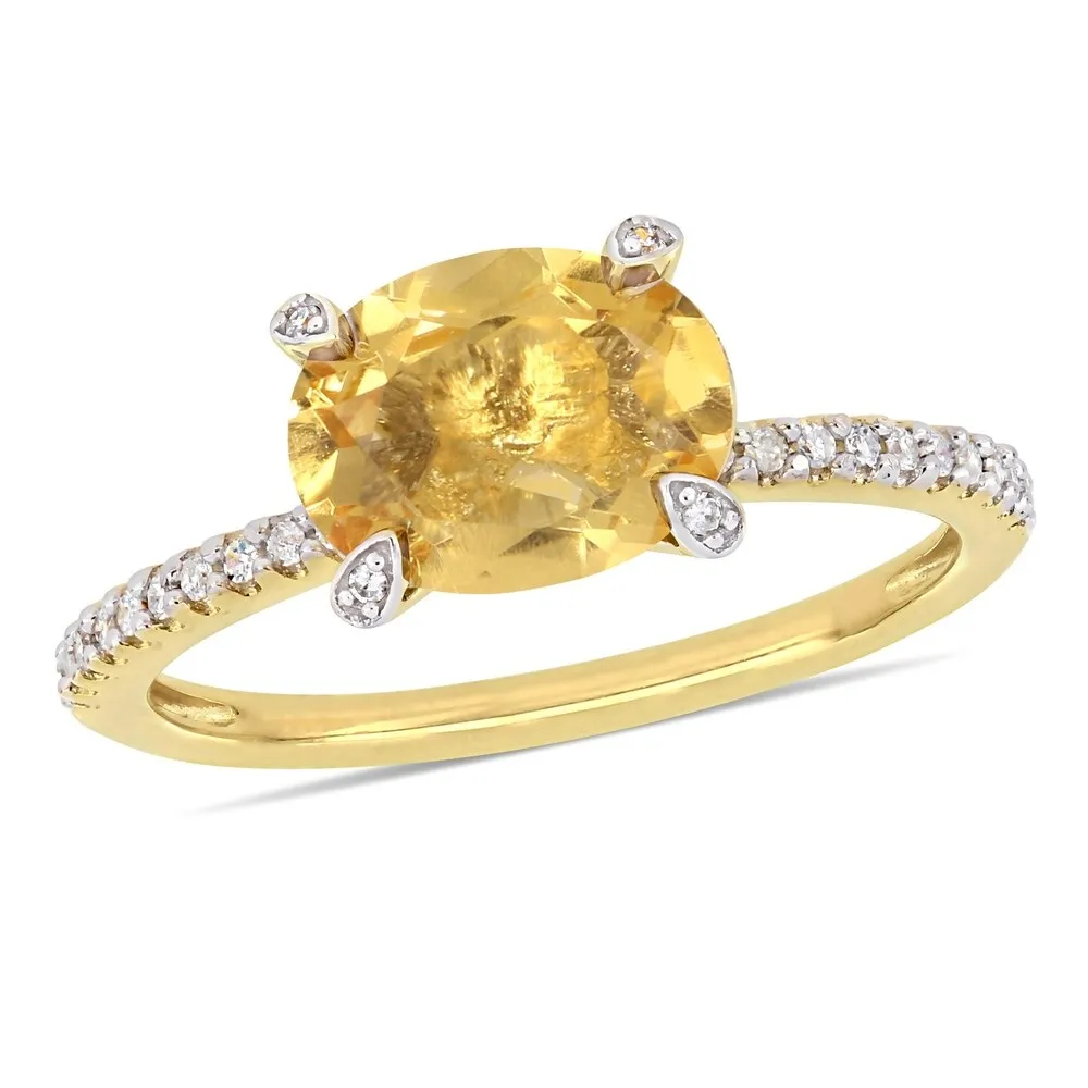 Miadora 10k Yellow Gold Oval-Cut Citrine and 1/10ct TDW Diamond Solitaire Ring sold by Zulily