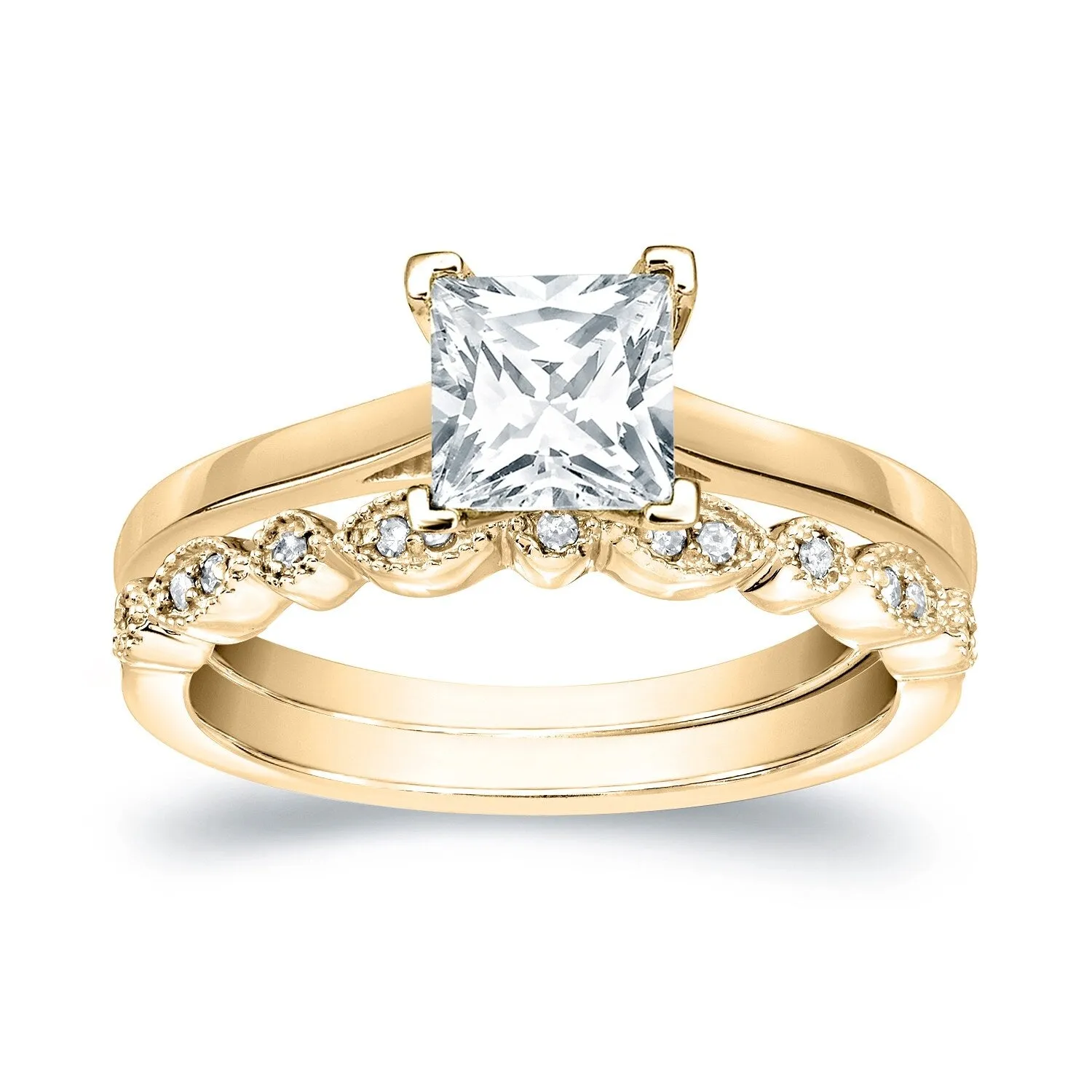 Auriya 14k Gold 1 1/6ctw Princess-cut Solitaire Diamond Engagement Ring Set sold by Zulily product image thumbnail 3