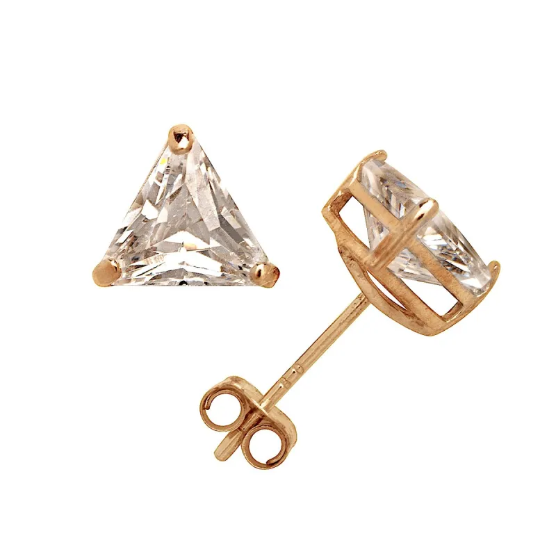 Curata 14k Yellow Gold Triangle Cut Cubic Zirconia Basket Post Stud Earrings sold by Zulily