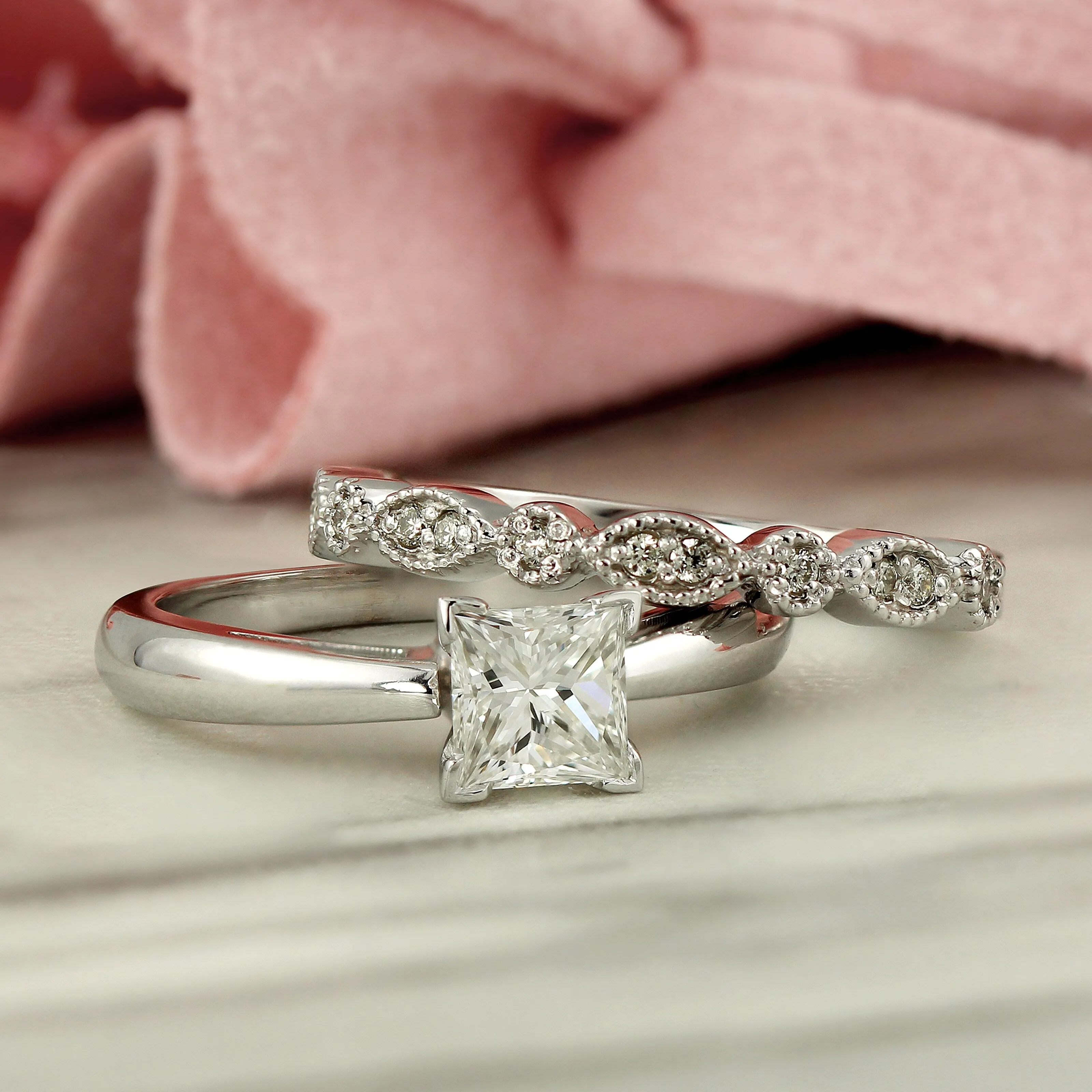 Auriya 14k Gold 1 1/6ctw Princess-cut Solitaire Diamond Engagement Ring Set sold by Zulily