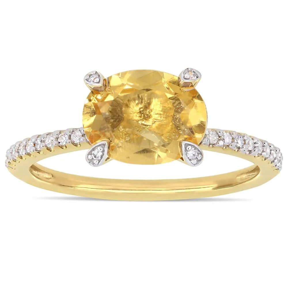 Miadora 10k Yellow Gold Oval-Cut Citrine and 1/10ct TDW Diamond Solitaire Ring sold by Zulily product image thumbnail 2