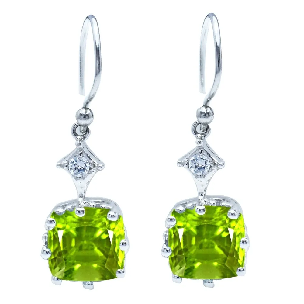 Sterling Silver with Natural Peridot and White Topaz Dangling Earring sold by Zulily