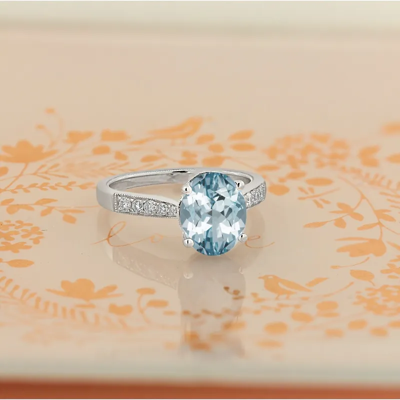Auriya 1 3/4ct Fancy Oval Aquamarine and Diamond Engagement Ring 1/4ctw 14k Gold sold by Zulily