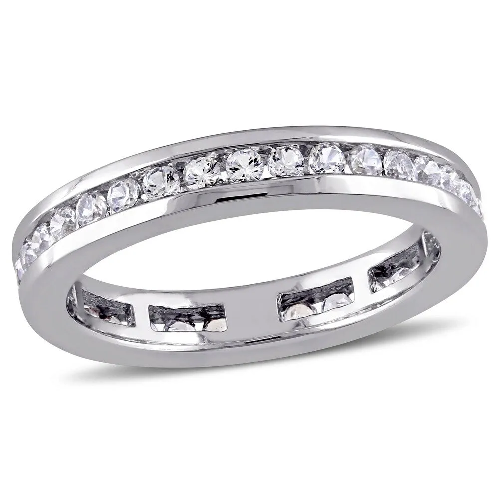 Miadora 10k White Gold Created White Sapphire Eternity Band sold by Zulily