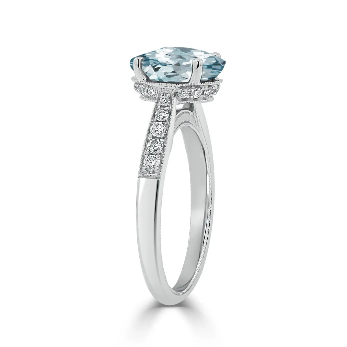 Auriya 1 3/4ct Fancy Oval Aquamarine and Diamond Engagement Ring 1/4ctw 14k Gold sold by Zulily product image thumbnail 4