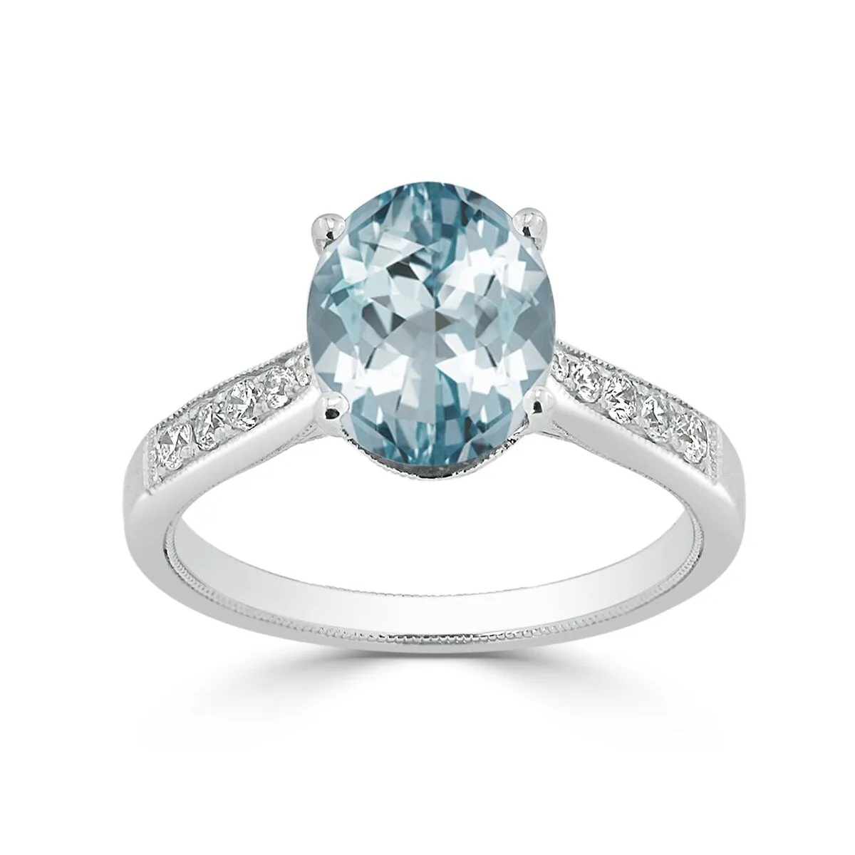 Auriya 1 3/4ct Fancy Oval Aquamarine and Diamond Engagement Ring 1/4ctw 14k Gold sold by Zulily product image thumbnail 3
