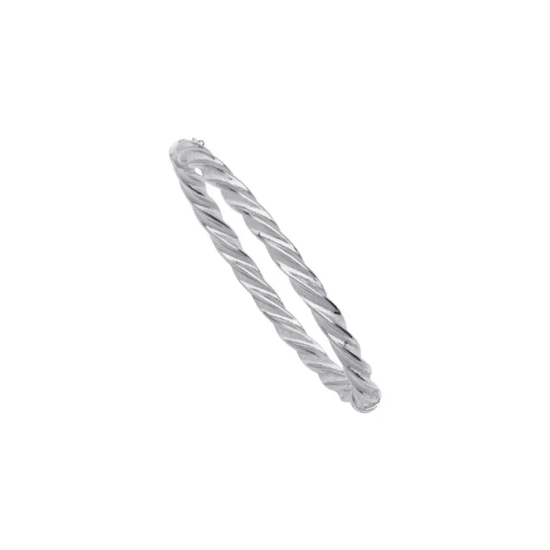 Curata 925 Sterling Silver Rhodium 7.25" Frosted Twisted Cuff Stackable Bangle Bracelet sold by Zulily