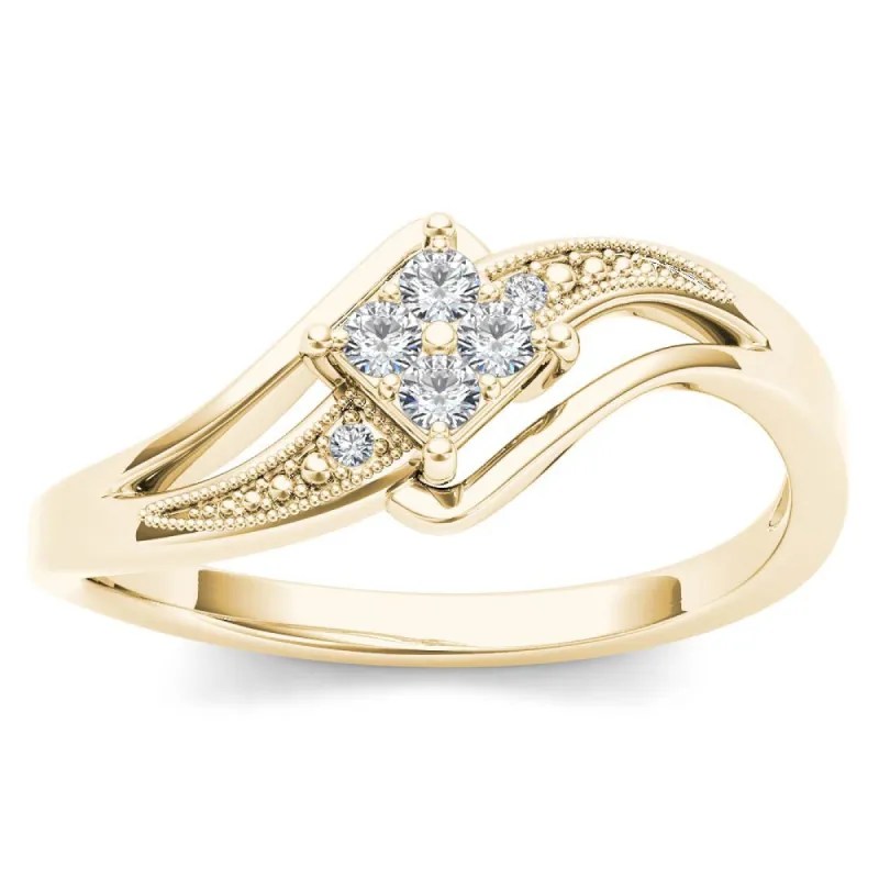 De Couer 10k Yellow Gold 1/10ct TDW Diamond Bypass Engagement Ring sold by Zulily
